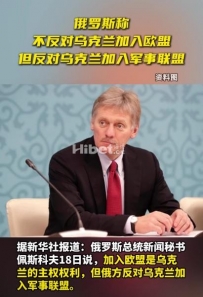 俄罗斯说加入欧盟是乌克兰的主权权利，但反对乌克兰加入军事联盟